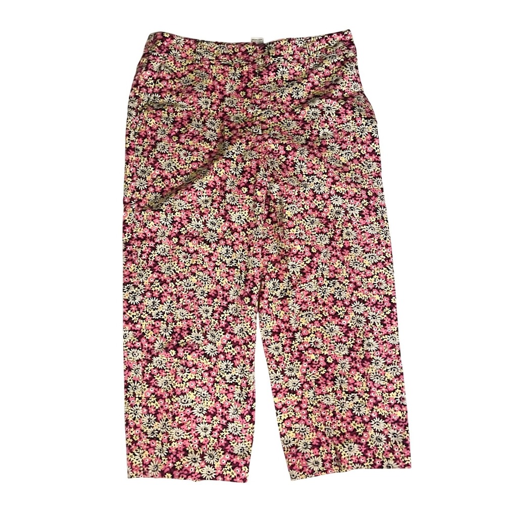 Kim Rogers‎ Capri Pants Size 6P Pink Yellow Floral Cotton Pockets